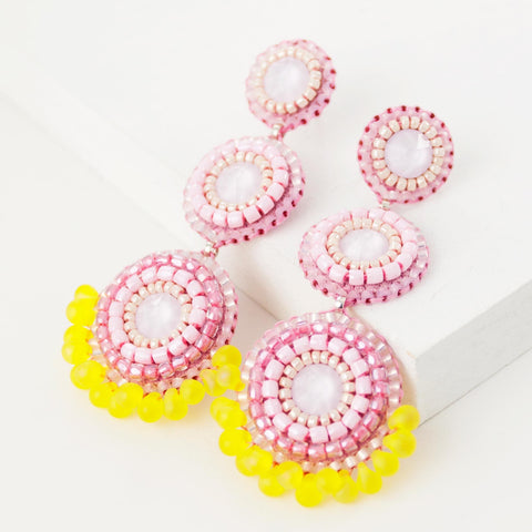 Three-way Pink Indian Earrings Chandbaali Jhumka Kundan Work With Flower  Top for Ethnic Outfits Traditional Jewelry Handmade White Pearls - Etsy
